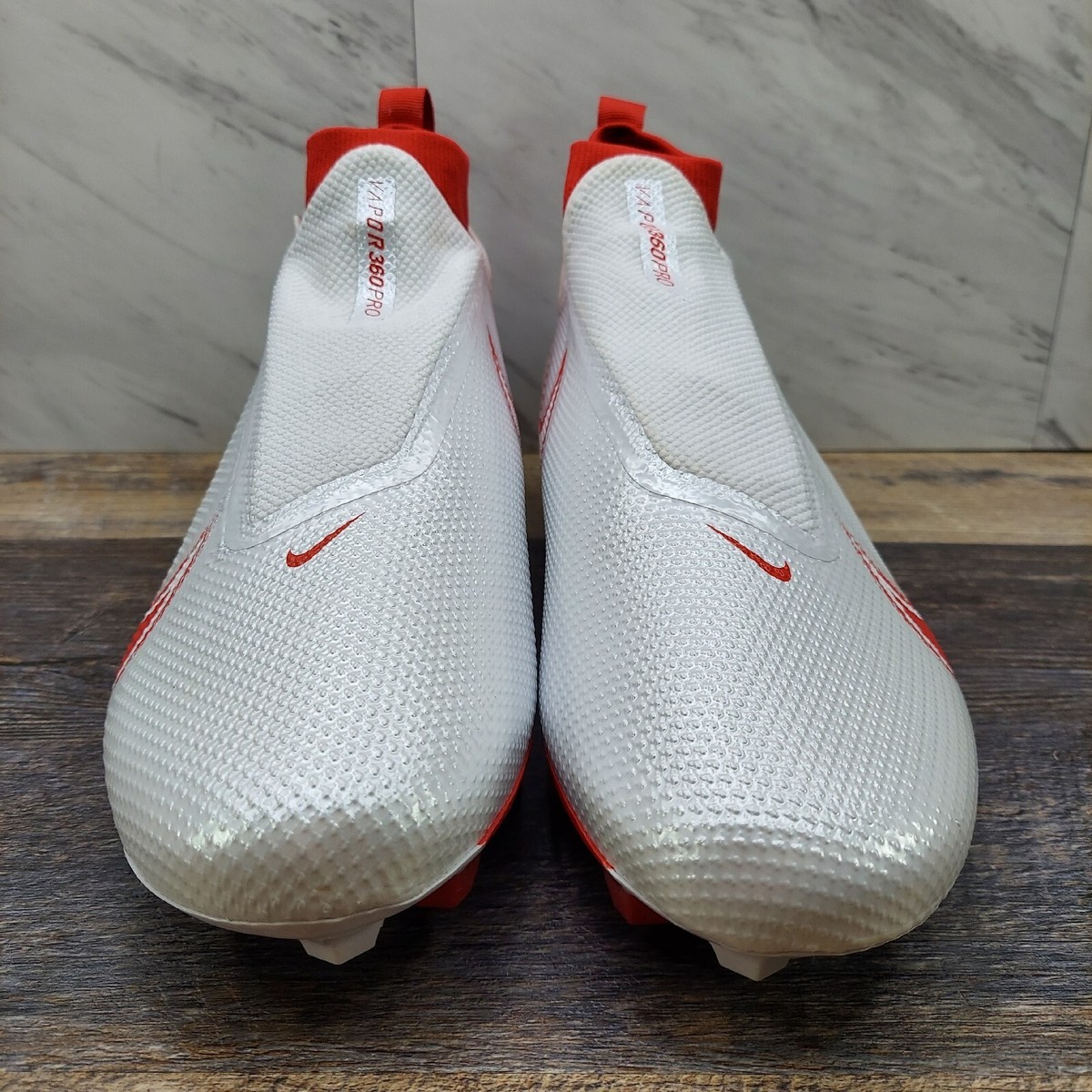 Size 12.5 Nike Vapor Edge Pro 360 White/Red Football Cleats AO8277-102 Nike Vapor Edge Pro 360 Football Cleats White Red AO8277-102  main image 2