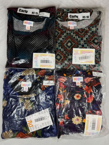 4 Women's LuLaRoe Carly High Low Summer Casual Short Sleeve Dress Size XS 15