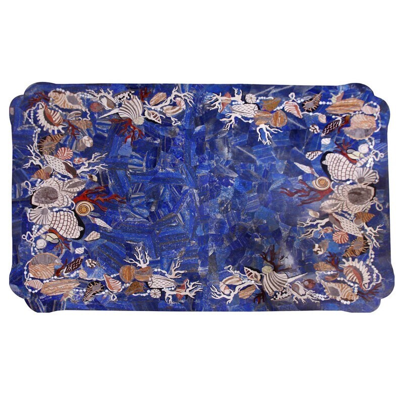 Lapis Lazuli Stone Coffee Table Top Console or End Table Decor