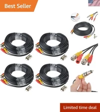 Heavy-Duty 4-Pack 100FT BNC Video Power Cables for CCTV Security Systems