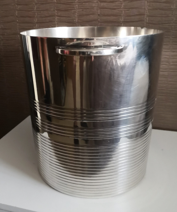 OLD ART DECO CHAMPAGNE BUCKET in SILVER METAL hallmarks ERCUIS