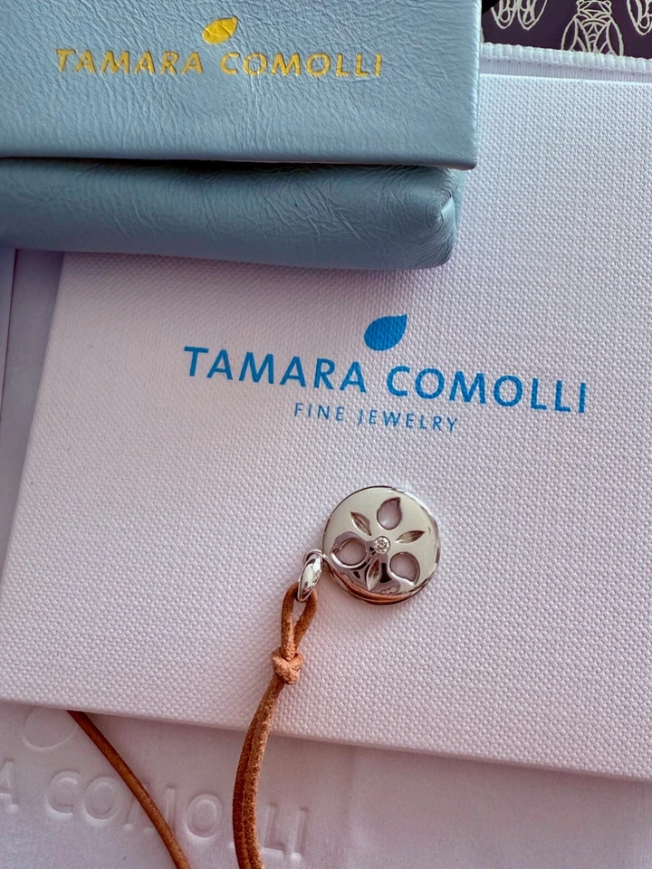 Tamara Comolli Sanddollar Weißgold NP 2200, mit Lederkette - Bild 4 von 4