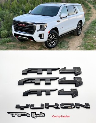 Gloss Black Door AT4  Yukon Emblems  2021-2026 GMC Yukon Yukon XL Overlay