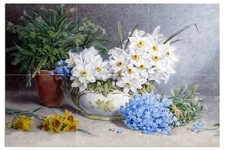 Narcissus Flowers Tile Mural Kitchen Bathroom Wall Backsplash Marble Ceramic