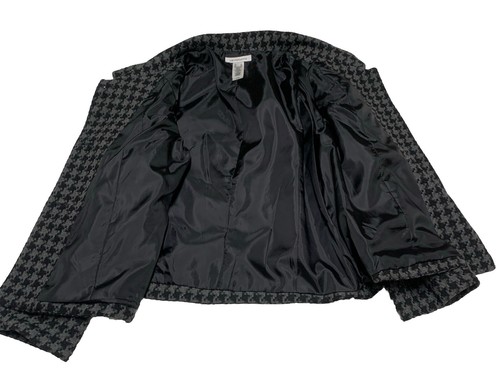 Liz Claiborne Wool Blend Peacoat Jacket Women’s Size XL Black Gray Houndstooth - Picture 10 of 14