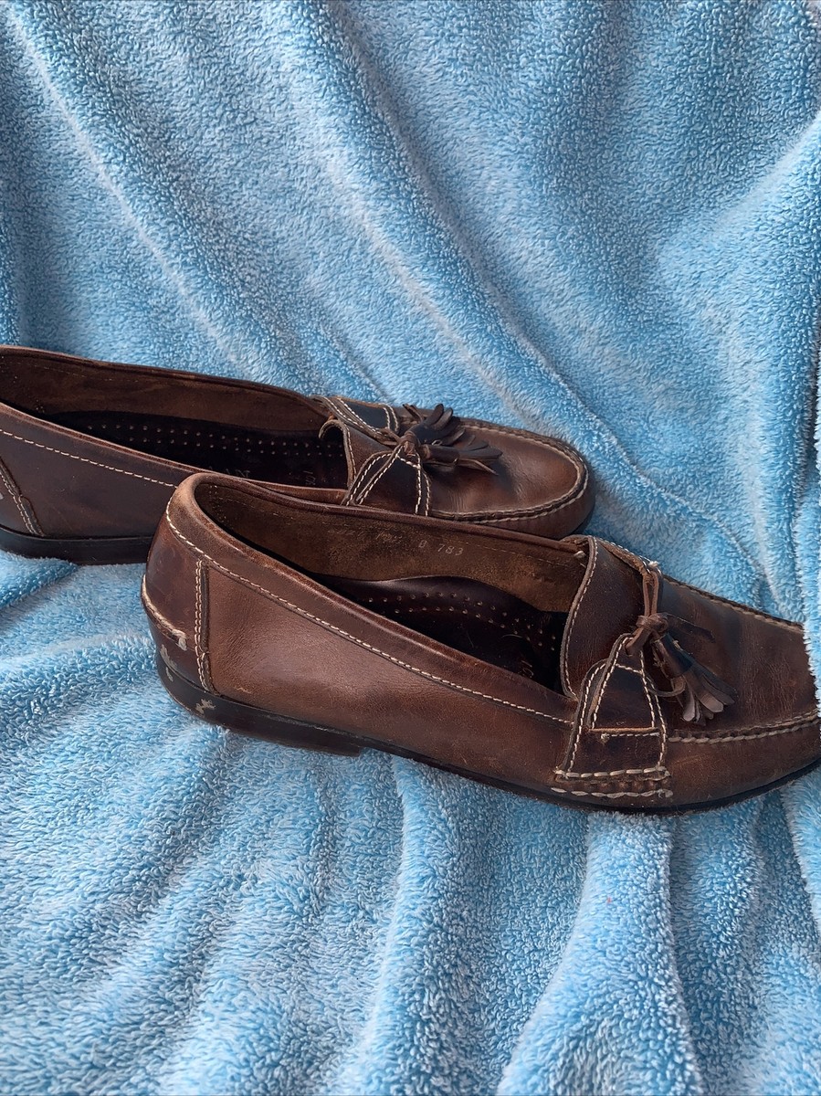 Cole Haan Country Mens Leather Brown Tassel Loafers Slip On  display picture 1