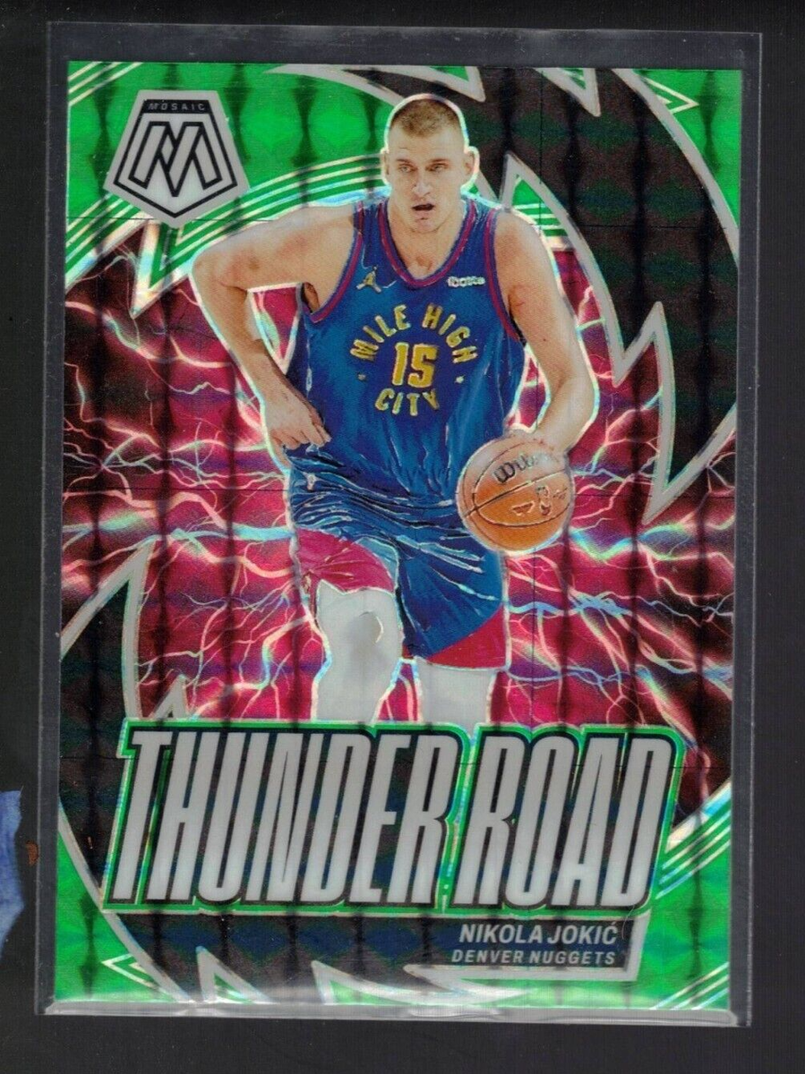 2023-24 Panini Mosaic Nikola Jokic #7 Thunder Road Green 2023-24 Panini Mosaic Nikola Jokic #7 Thunder Road Green