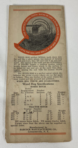 Folleto DE COLECCIÓN WEED HOG Plegable Rock Island ILL Plow Co Grada Publicitaria - Imagen 2 de 10