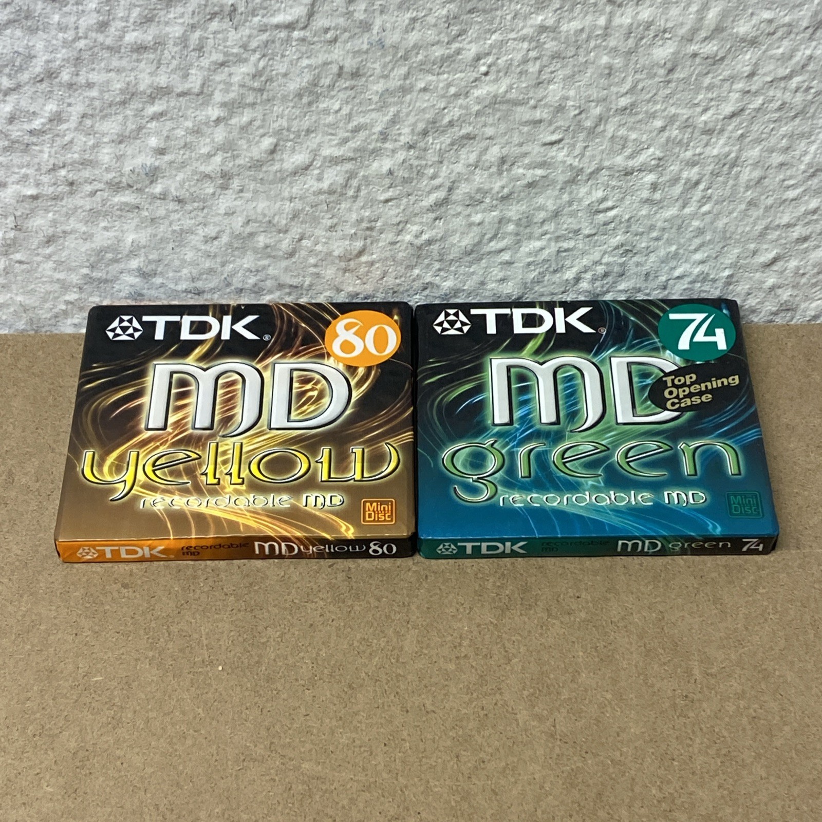 TDK MD 74 + 80 Minuten Minidisc Minidisk Yellow Gelb Grün - NEU