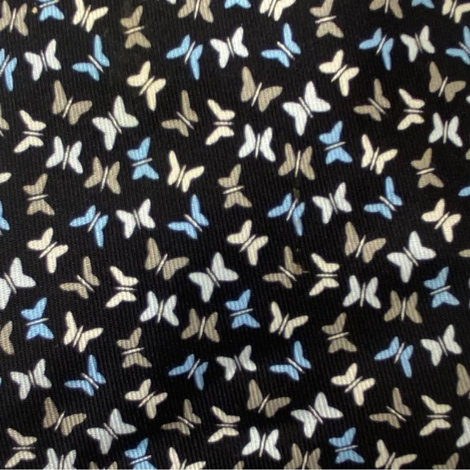 Corbata Salvatore Ferragamo Neiman Marcus Negro Azul Mariposa Seda Cuello Foto 2 de 4