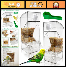2Pcs Automatic No Mess Bird Feeder - Transparent Acrylic Parrot Seed Container f