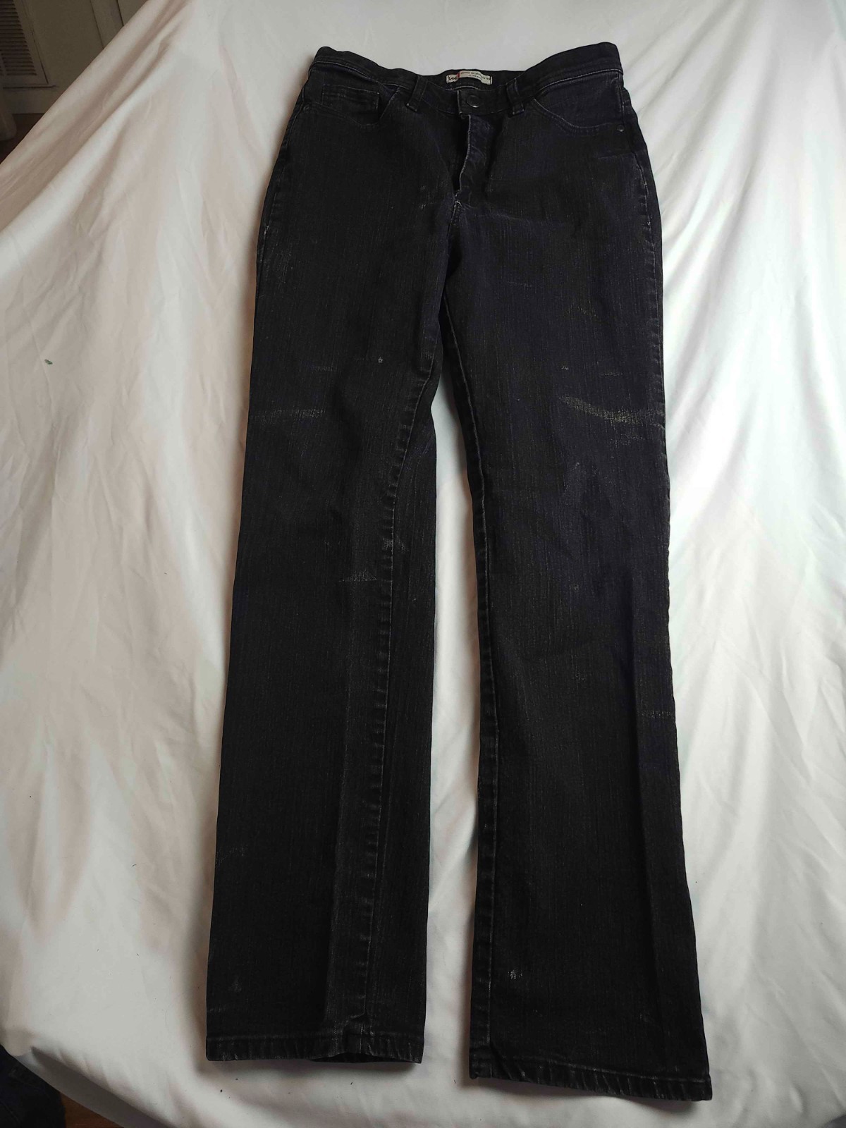 Lee Jeans Womens 10 Medium Black Denim Classic Fit Straight Leg At The Waist