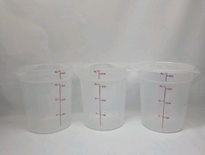 3 Cambro Round Translucent 4 qt Plastic Storage Containers With 1 Lid