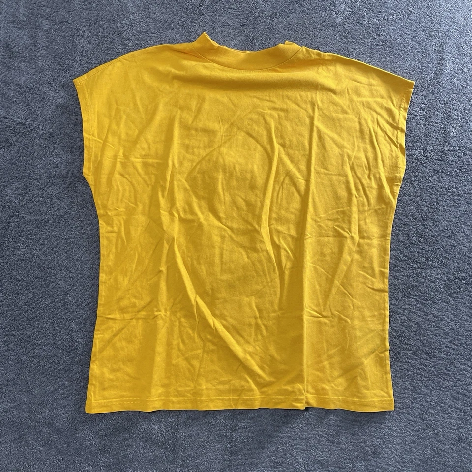 T-Shirt hoher Kragen Rundhals Sommer Gelb Weekday S ärmellos schlicht elegant