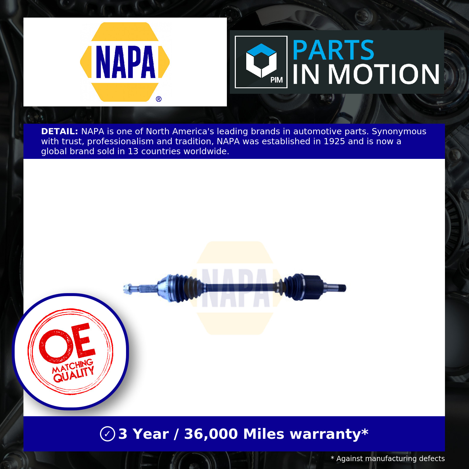 Drive Shaft Front Left NDS1281L NAPA Driveshaft 1600251 1754397 1754399 Quality