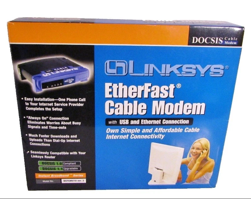 Linksys EtherFast Cable Modem with USB & Ethernet Connections (BEFCMU10 ver. 2) - Image 3 of 4