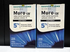 2x Bausch + Lomb Muro 128 Ointment Twin Pack .25 oz(7.0g) *For Corneal Edema