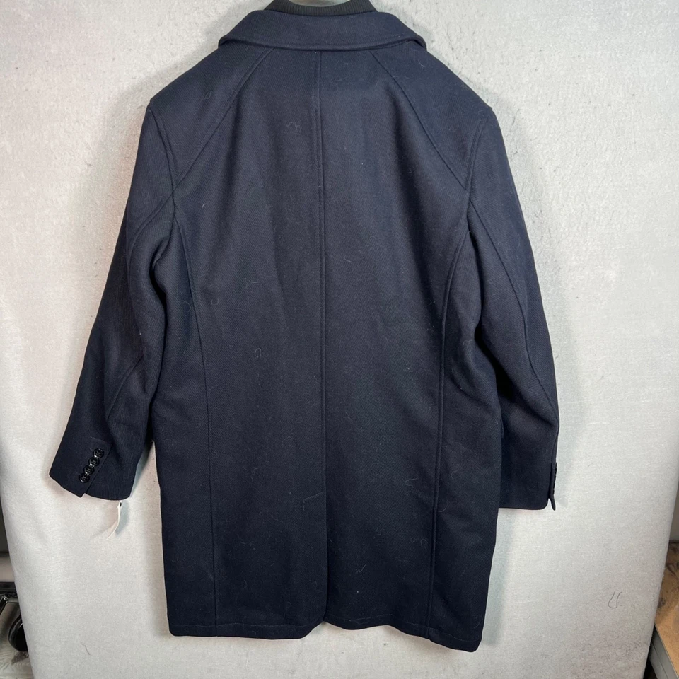 Cole Haan Lined Signature Mens Wool Blend Coat XL Blue / Black NEW! - Image 2 of 4