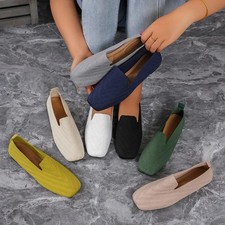 Square Toe Mesh Loafers Women Flats Shoes Knit Ballet Flats Shoes Slip on Shoes