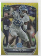 2022 Bowman Chrome U Yellow Refractor Tony Grimes /75 North Carolina #75