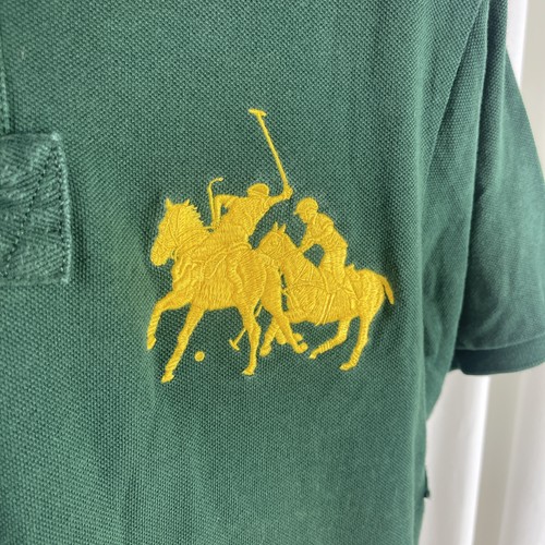 Vintage Ralph Lauren Polo T Shirt Men’s UK Medium Green Yellow Big Logo Pit 50cm - Picture 3 of 11