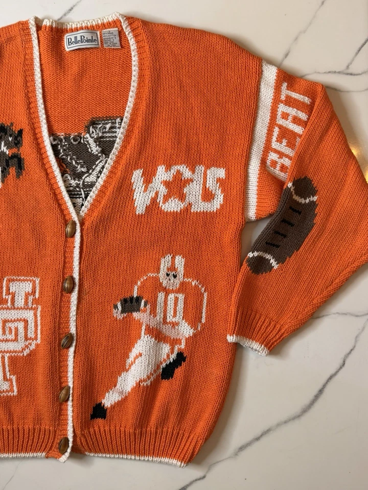 Cárdigan Suéter Vintage Belle Point Tennessee VOLS Estilo Letterman Talla L-GC Foto 4 de 4