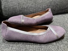 Vionic Caroll Ballet Flats Lavender Shimmer Leather Comfort Shoes - Women's 7