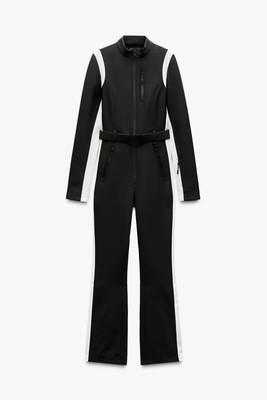ZARA フレイオーバーオール スキーウェア　スキーコレクション　黒　S Zara ski jumpsuit Windproof Recco ski collection snowboard