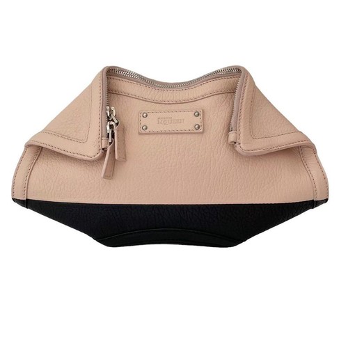 ALEXANDER McQUEEN Leather Clutch Bag Pink Beige Black Women's
