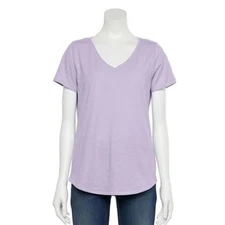 Sonoma The Everyday Tee V-Neck T-Shirt Top Purple Heather Size Petite XXL
