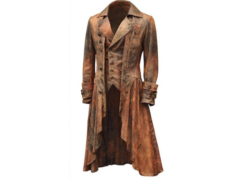 Vintage Brown Leather Long Coat | Distressed Trench Duster Jacket | Steampunk Go