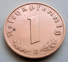 (314) GERMAN 3rd REICH 1938 E - 1 REICHSPFENNIG WWII COIN