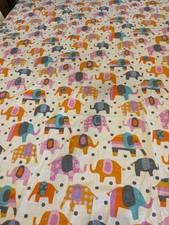Multicolor Elephant Theme Pattern Cotton Blend Fabric