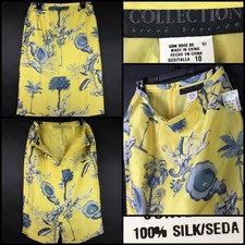 NWT Harv  Benard Womens Sz 10 26in Waist Vibrant Yellow Blue Silk Pencil Skirt