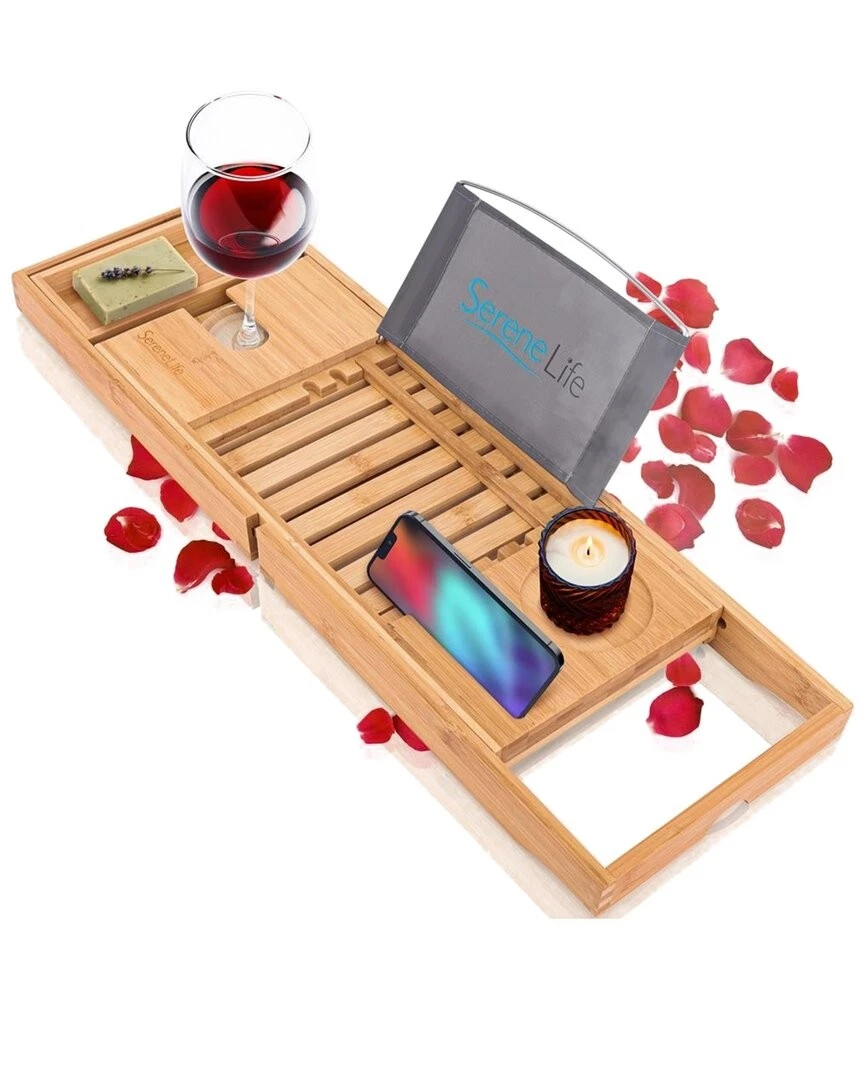 SereneLife Luxury Bamboo Bathtub Caddy