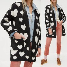 Anthropologie Maeve Halley Hearts Cardigan Longline Open Front M/L Petite 138