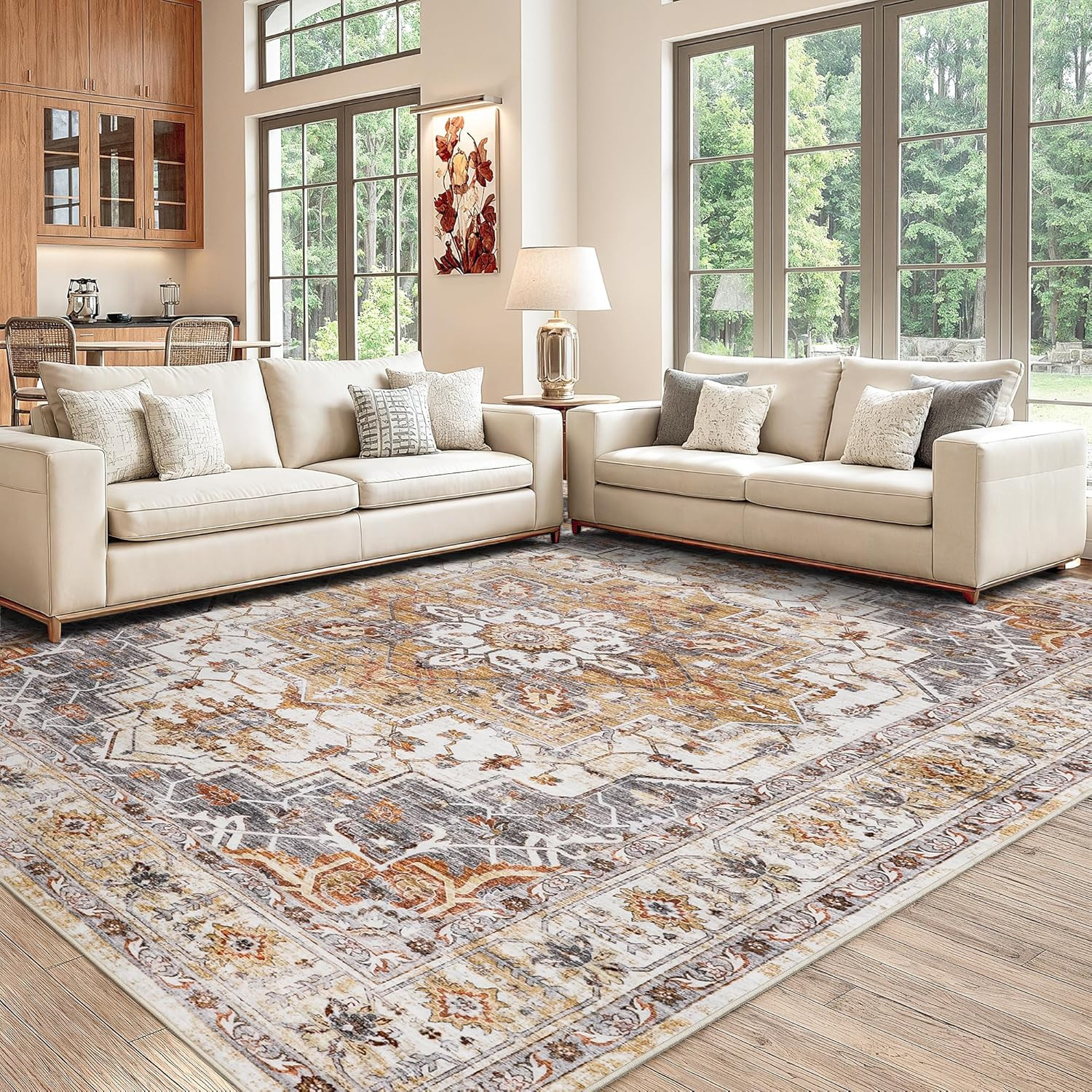 Washable Area Rug 8X10, Large Soft Rugs for Living Room Stain Resistant Non-Slip