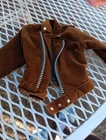 Vtg Ken Barbie Doll Jacket Brown Faux Suede Motorcycle Moto Biker Mattel 1995