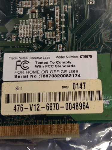 Creative Labs CT6670 PCI Sound Card w/ VGA Connector High Profile - Tested - Afbeelding 9 van 9