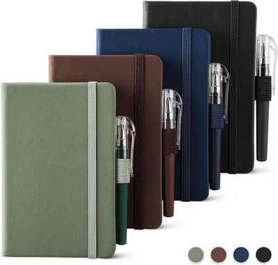 4 Pack Pocket Notebook Small Notebook A6 Mini Leather Hardcover Journal