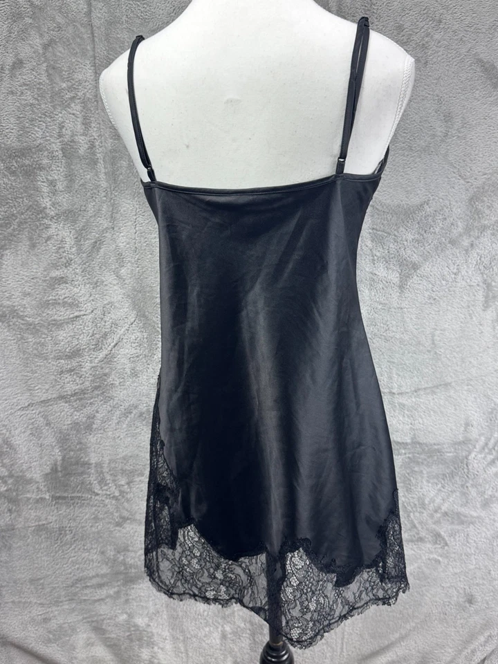 Red de café para mujer ribete de encaje satinado Slip M negro caprichoso hada gótico oscuro romántico Foto 4 de 4