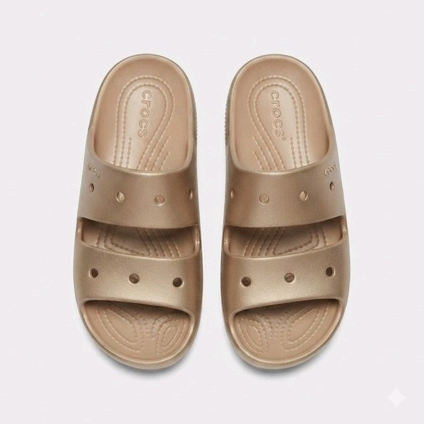 Crocs Getaway Strappy Slides Women’s Gold Slip-On Sandals AU 9 EU 41