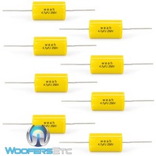 8 PIECES OF 4.7-uF YELLOW µF BASS BLOCKERS FOR TWEETERS CAR AUDIO SPEAKERS