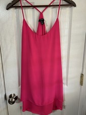 Forever 21 Pink Chiffon Slip Strappy Sleeveless V-Neck Short Size M blouse