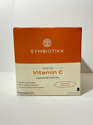 Cymbiotika Liposomal Vitamin C 1000mg, Citrus Vanilla, 30 X 15ml Pouches, New!