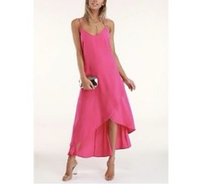 Lulus Sweet Surprise Bright Pink Asymmetrical High Low Midi Dress Size M
