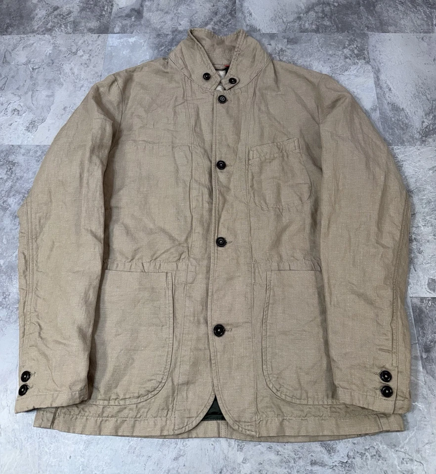 Relwen Linen Cotton Tropical Trap Blazer Sport Coat Field Jacket Beige Men’s L - Image 2 of 4