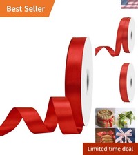7/8 inch Wide 100 Yards Double Face Red Satin Ribbon Red Fabric Ribbon for Gi...