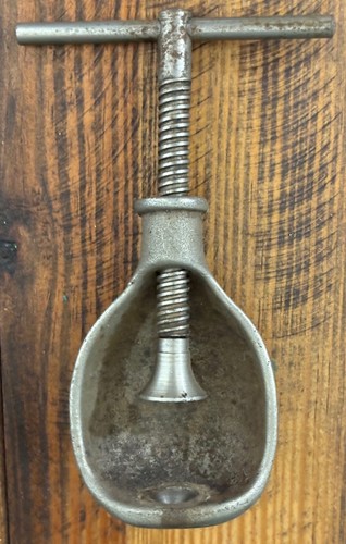 Vintage Hand Held Nut Cracker Screw Type T Handle Walnut Silver Colored Metal - Picture 16 of 16