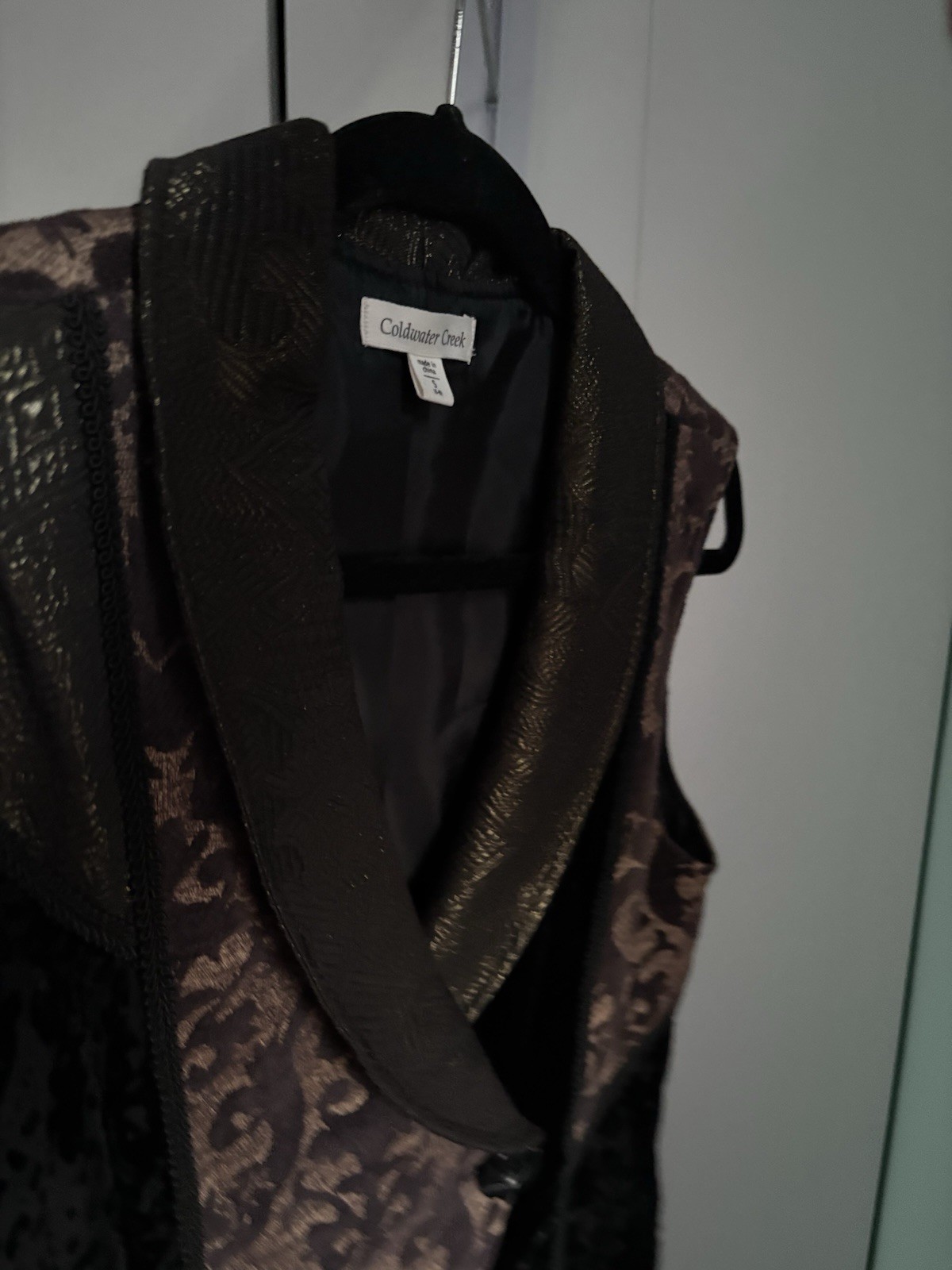 Coldwater Creek Vest Button Patterned Textured Bl… - image 4